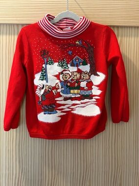 Vintage Basic Editions Red Christmas Teddy Carolers Sweater